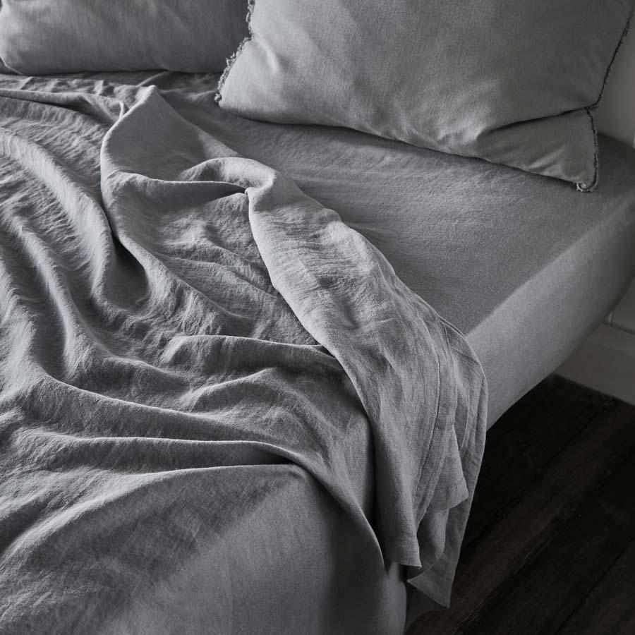 French Linen Flat Sheet - Slate