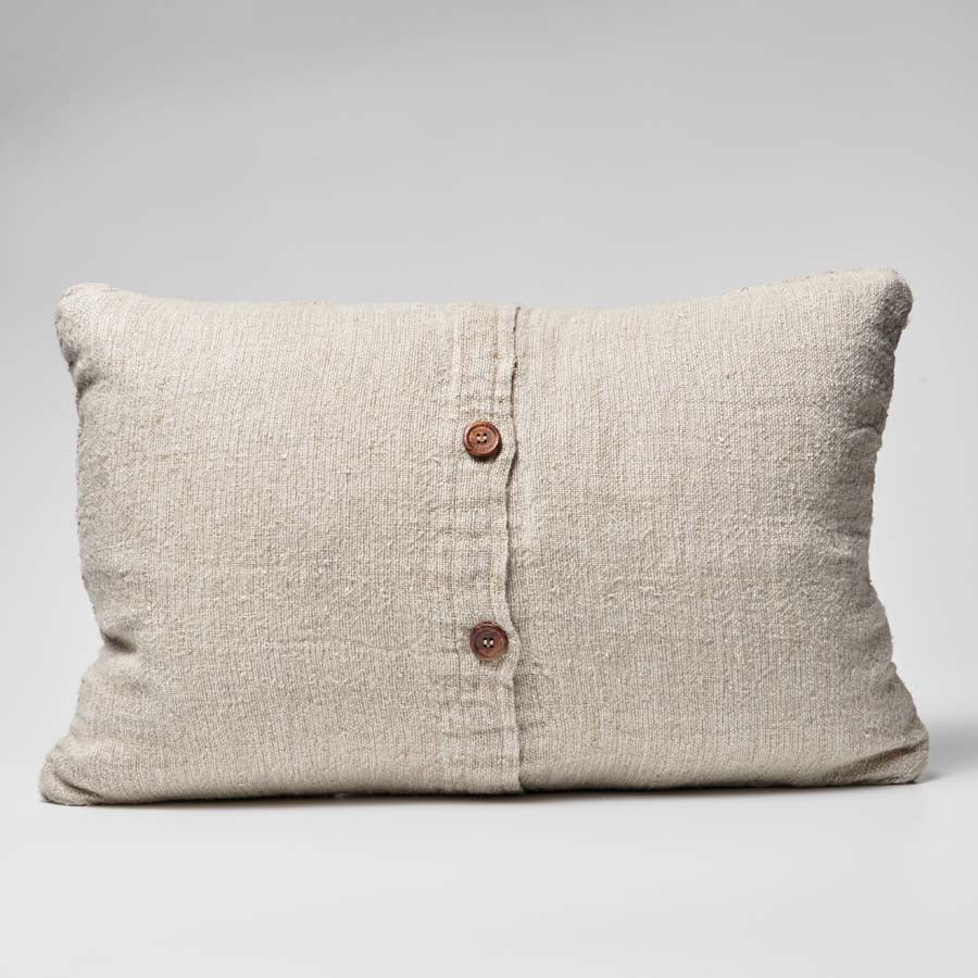 Eadie Lifestyle Mayla hand woven linen cotton cushion with button closure on the reverse side