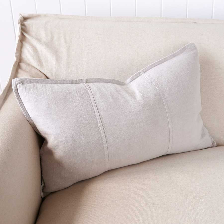Luca Linen Cushion in silver grey crafted from 100% pre washed linen