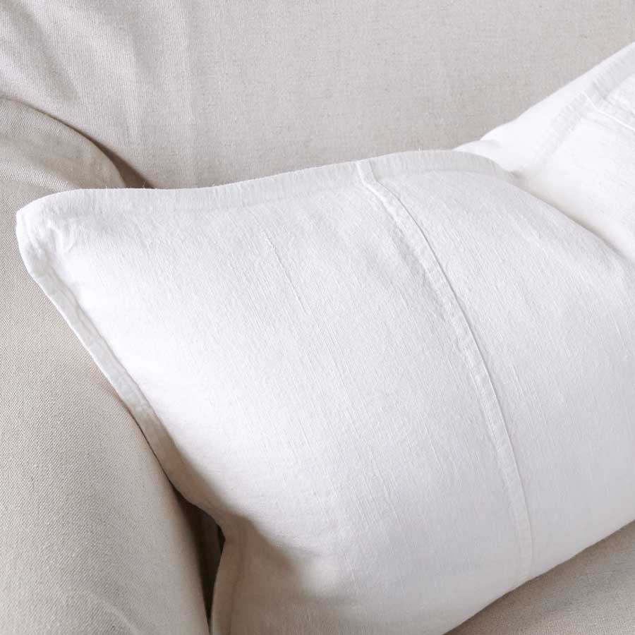 Luca Linen Cushion in white crafted from 100% pre washed linen