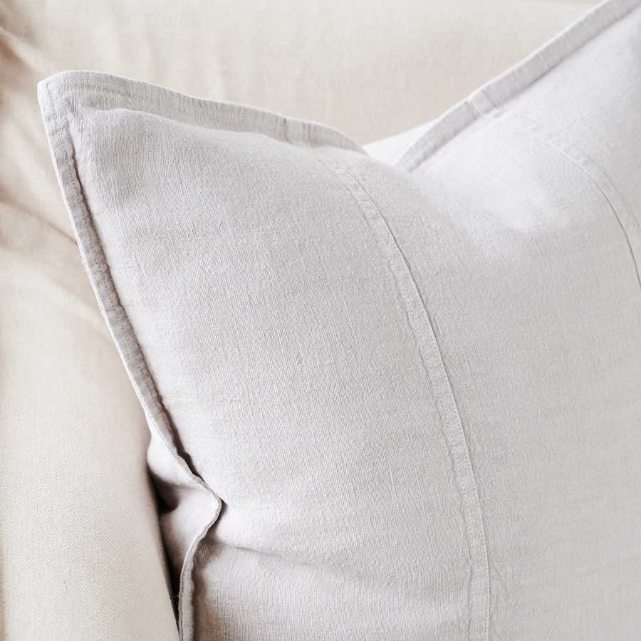 Luca Linen Cushion in silver grey crafted from 100% pre washed linen
