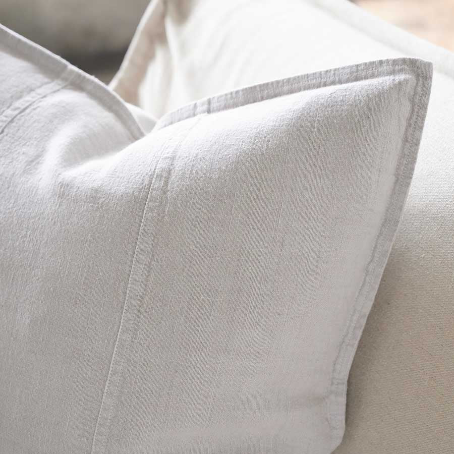 Luca Linen Cushion in silver grey crafted from 100% pre washed linen