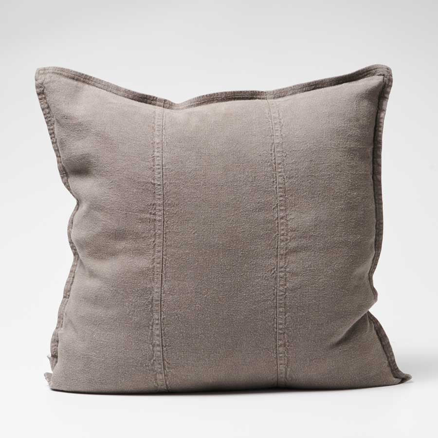 Luca Linen Cushion in Coal colour crafted from 100% pre washed linen