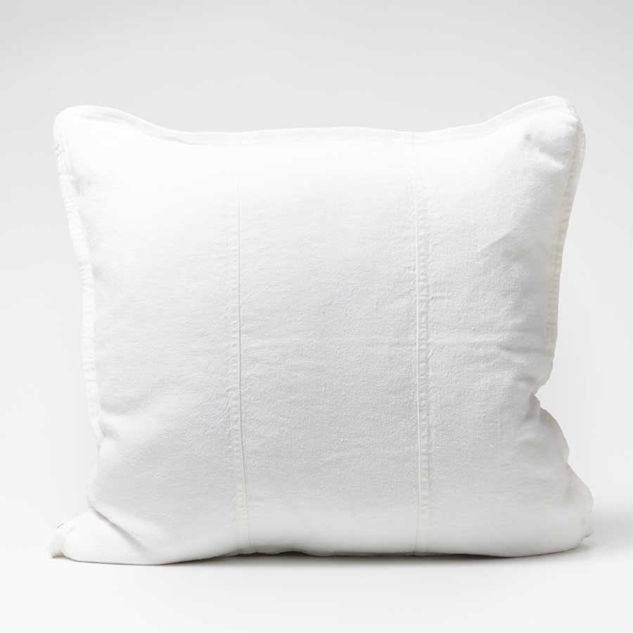 Luca Linen Cushion in white crafted from 100% pre washed linen