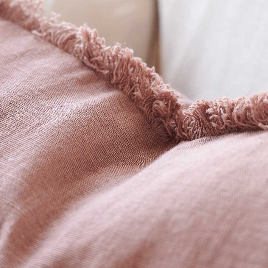 Luca Boho Linen Cushion - Desert Rose