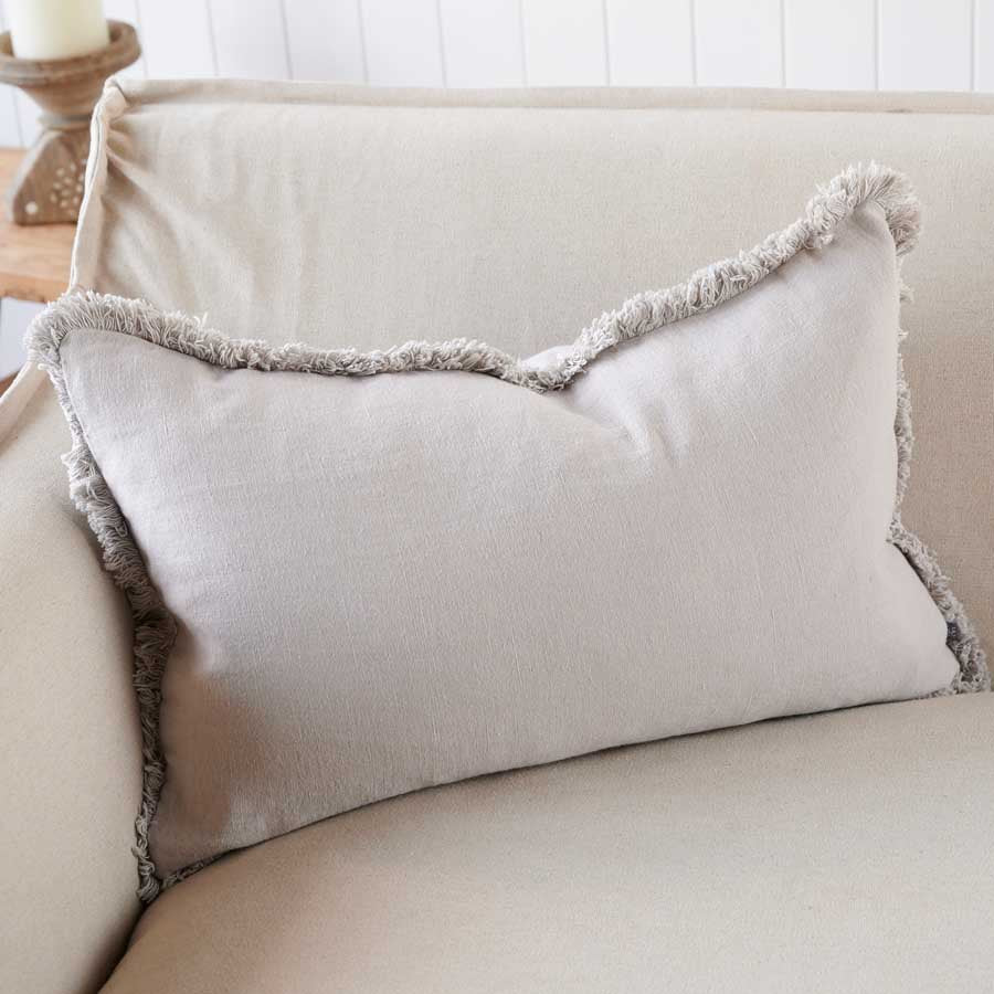 Luca Boho Linen Cushion - Silver Grey