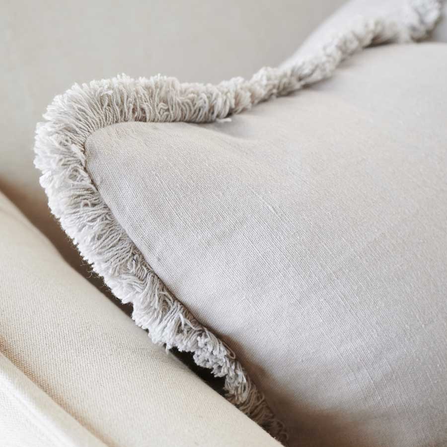 Luca Boho Linen Cushion - Silver Grey