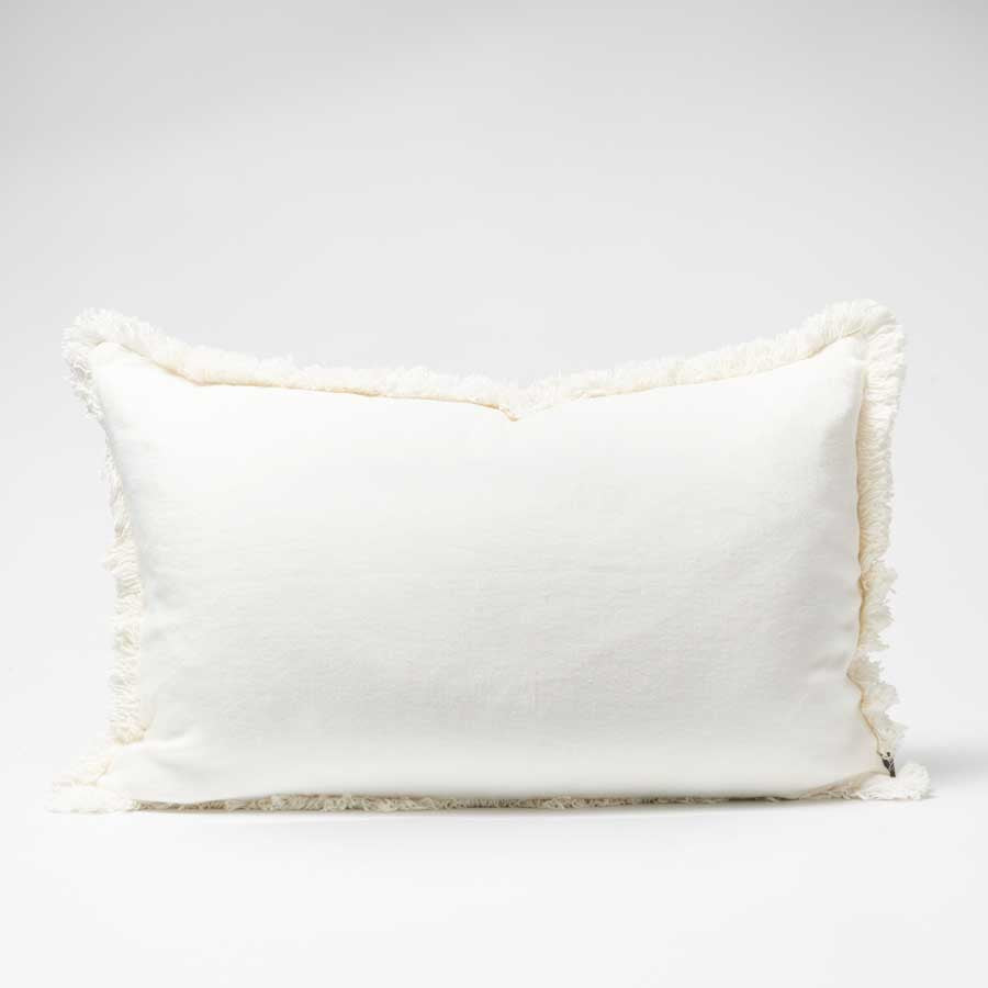 Luca Boho Linen Cushion - White