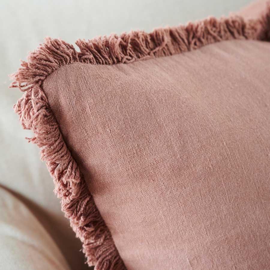 Luca Boho Linen Cushion - Desert Rose