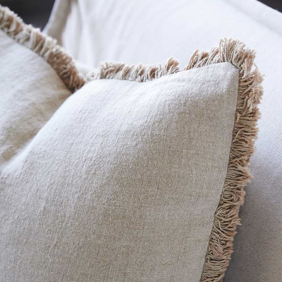 Luca Boho Linen Cushion - Natural