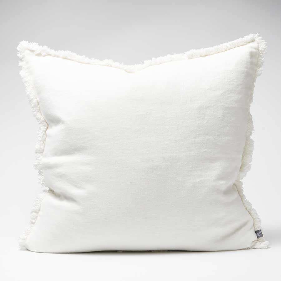 Luca Boho Linen Cushion - White