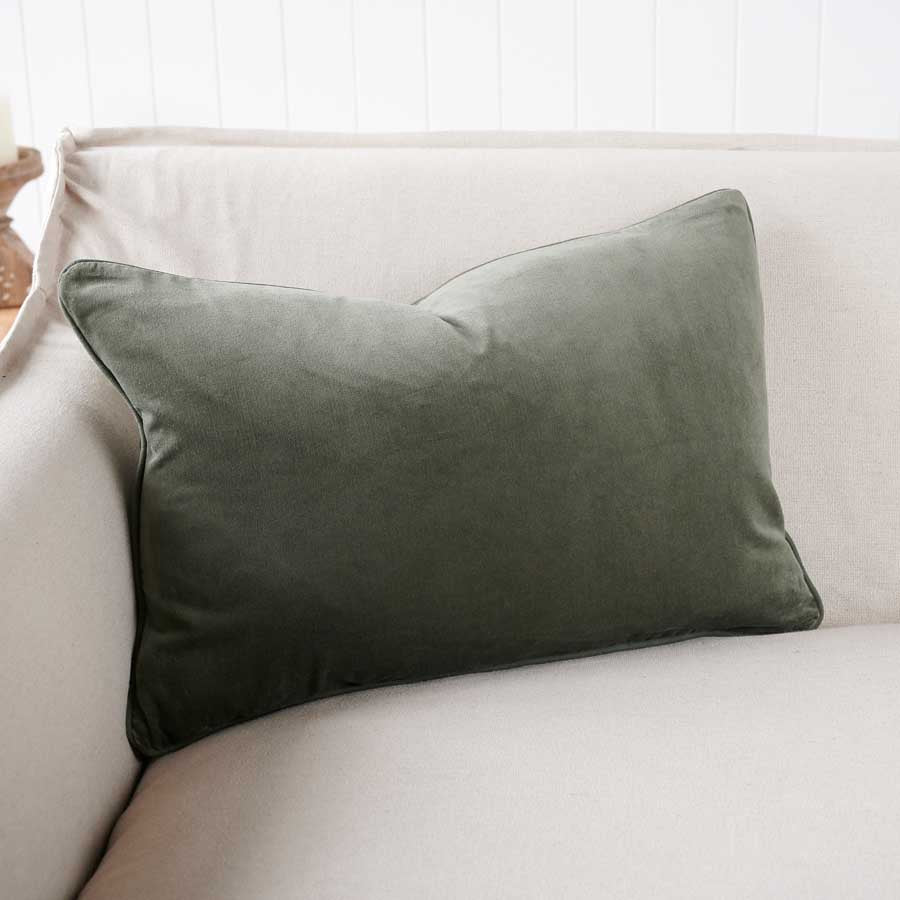 Lynette Velvet Cushion - Khaki