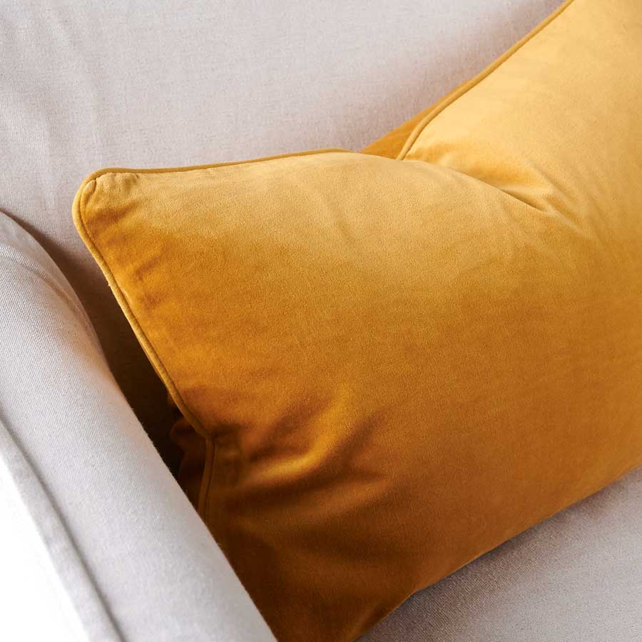 Lynette Velvet Cushion - Mustard