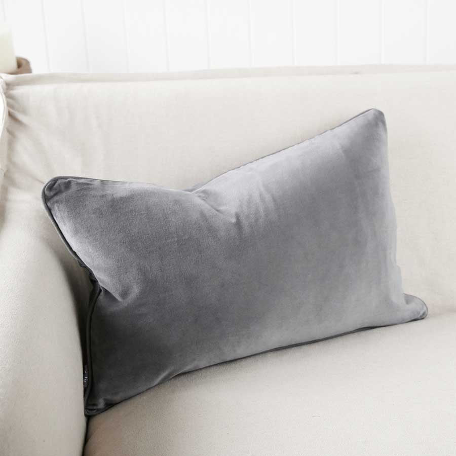 Lynette Velvet Cushion - Slate