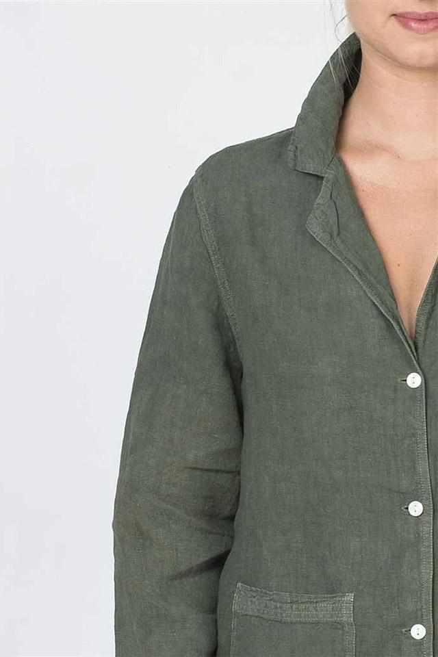 Dim Gray The Essential Linen Shirt - Khaki Khaki / S/M,Khaki / M/L