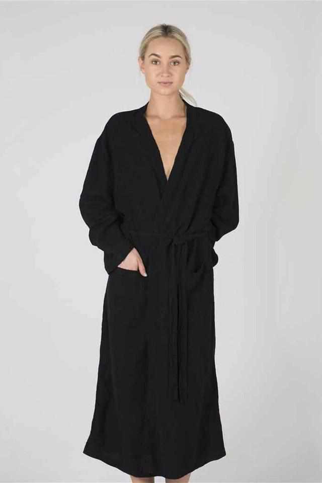 Light Gray The Linen Robe - Black Black / OSFA
