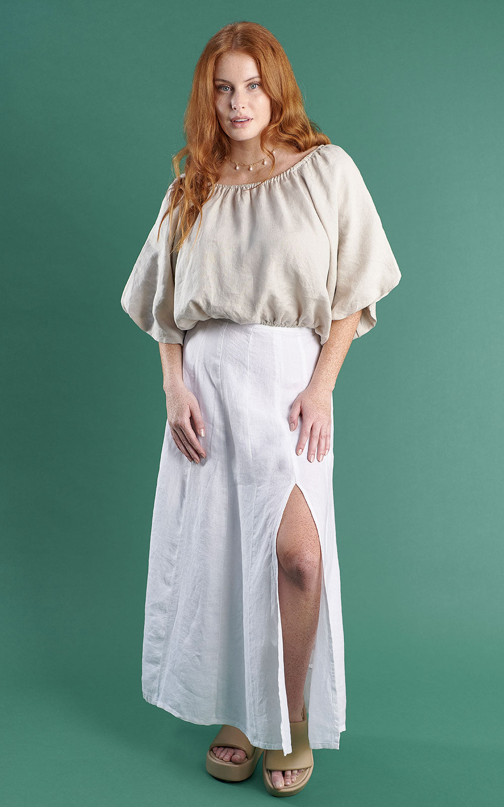 off the shoulder top natural