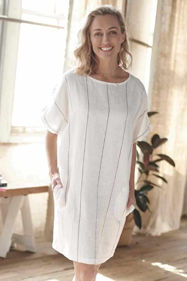 Carter Stripe Euro Linen Pocket Dress