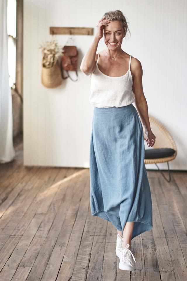 100% Euro Linen Culotte pant worn with the linen cami top