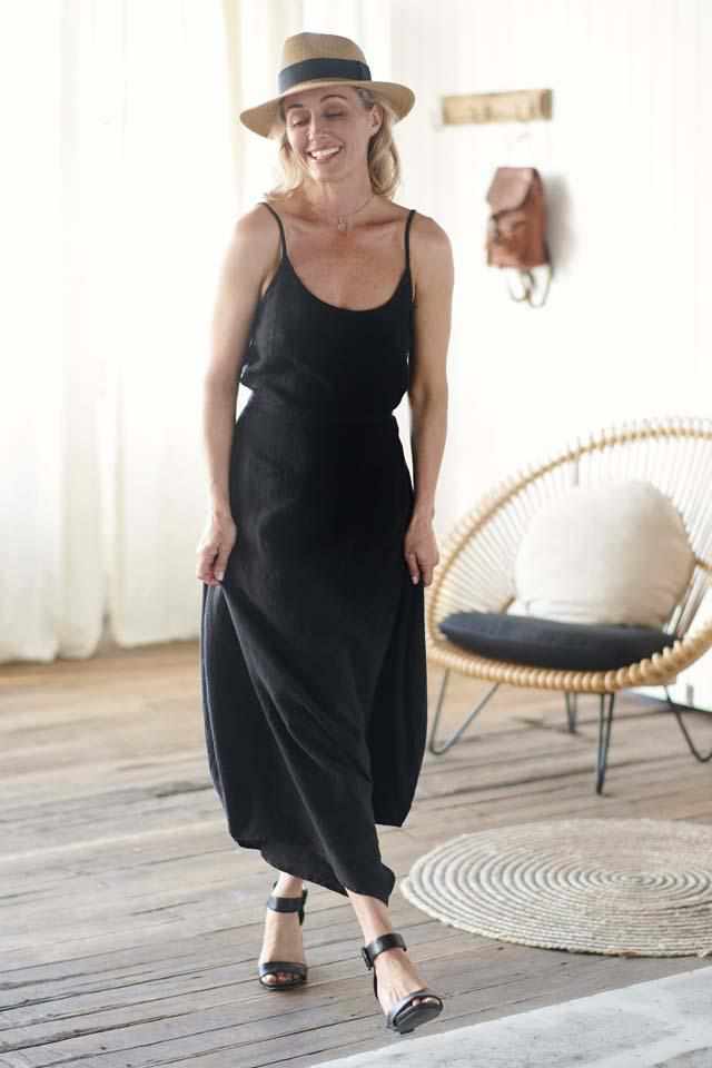 Euro Linen Black Cami and Black Linen Culotte