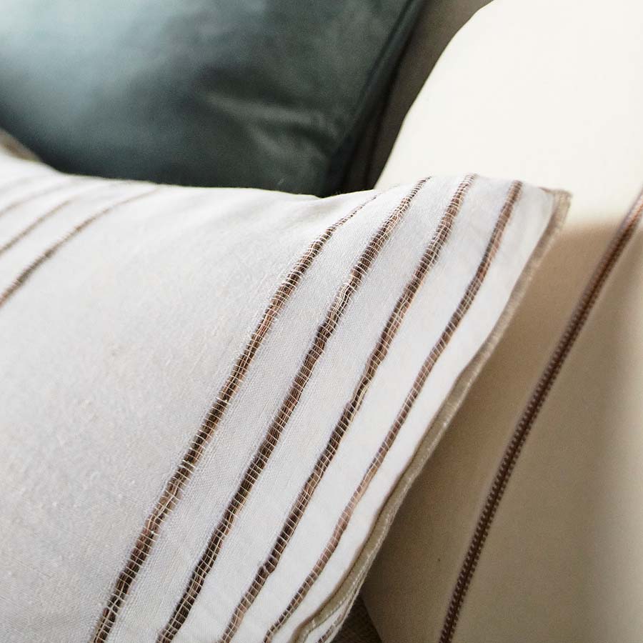 Rockpool Linen Cushion with Organic Textures Stripe