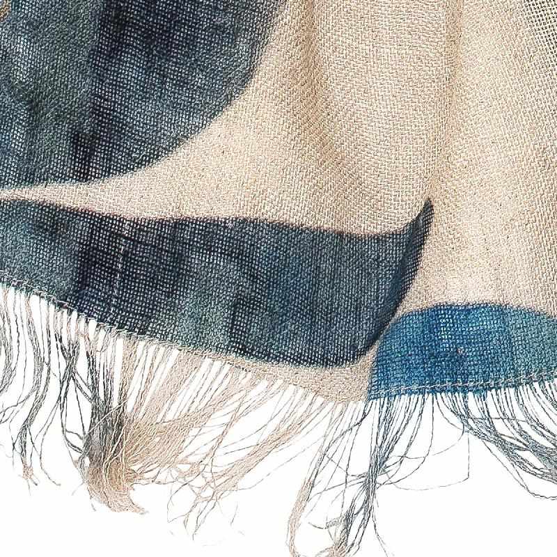 Dark Slate Gray Tulip Linen Scarf Blue Floral