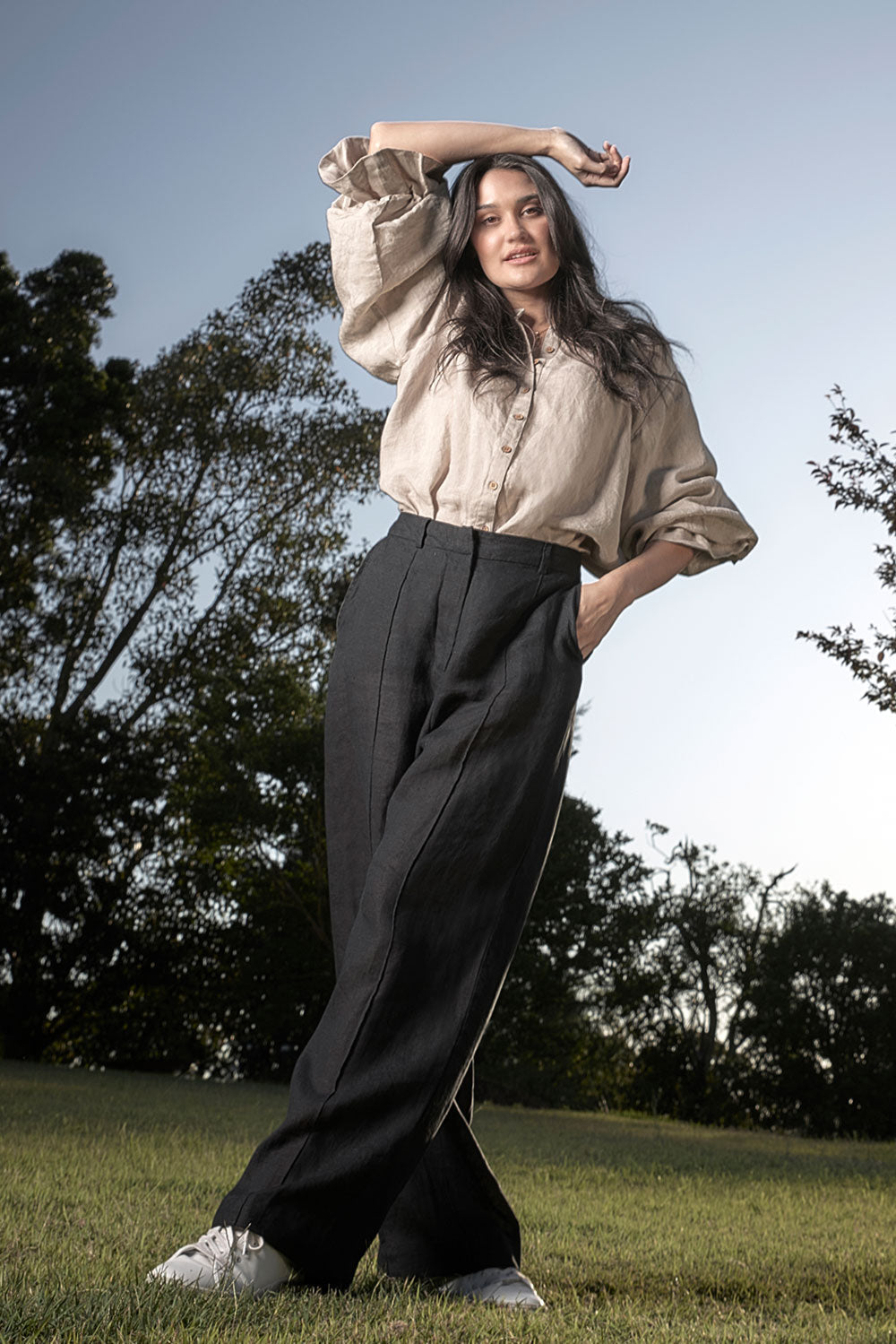 The Allegra Linen Blouse - Natural