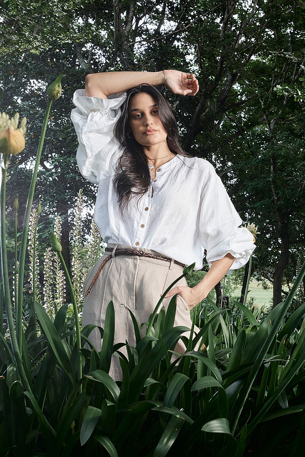 The Allegra Linen Blouse - White