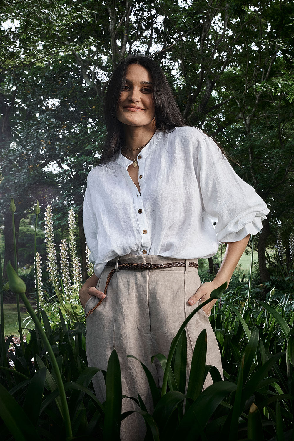 The Allegra Linen Blouse - White