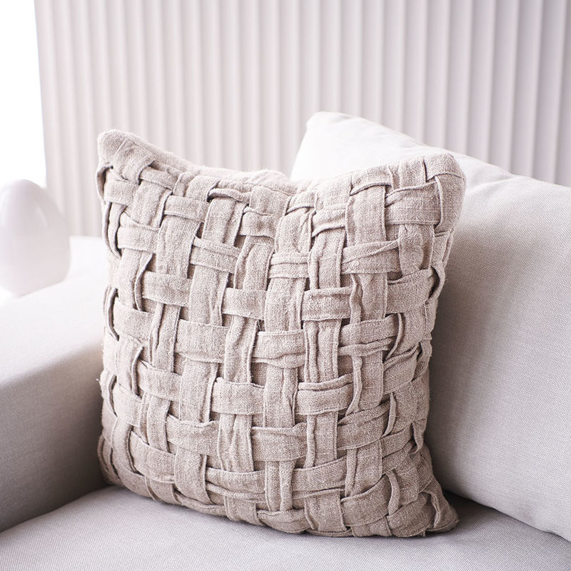 Crosier handwoven linen cushion - natural