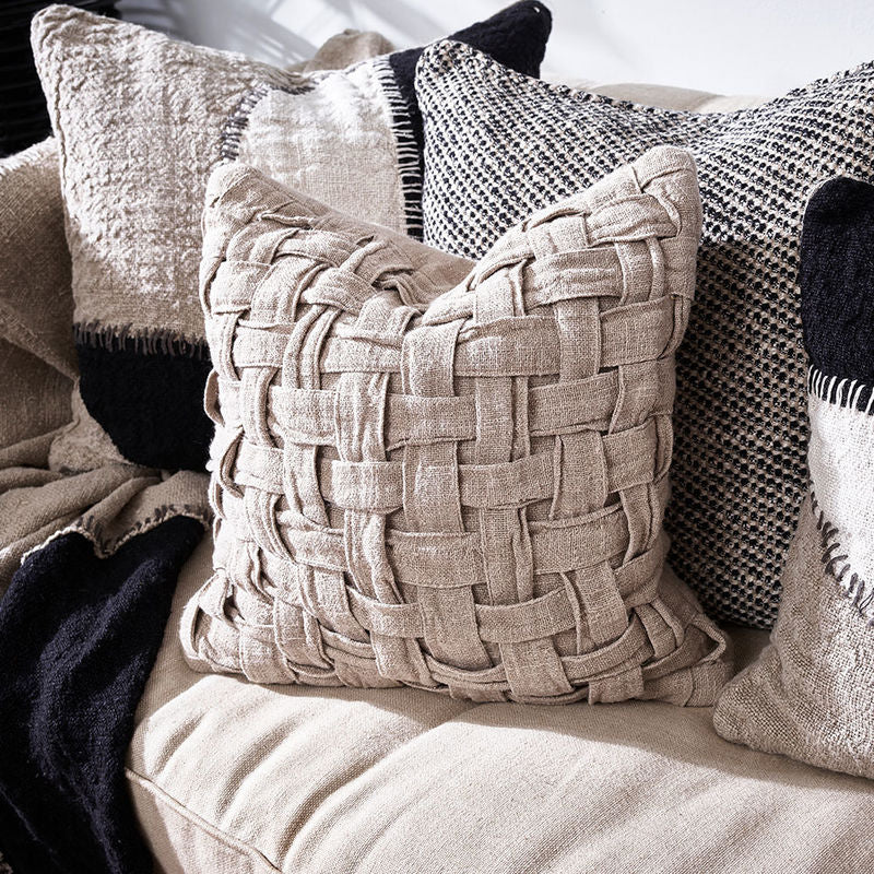 Crosier handwoven linen cushion - natural