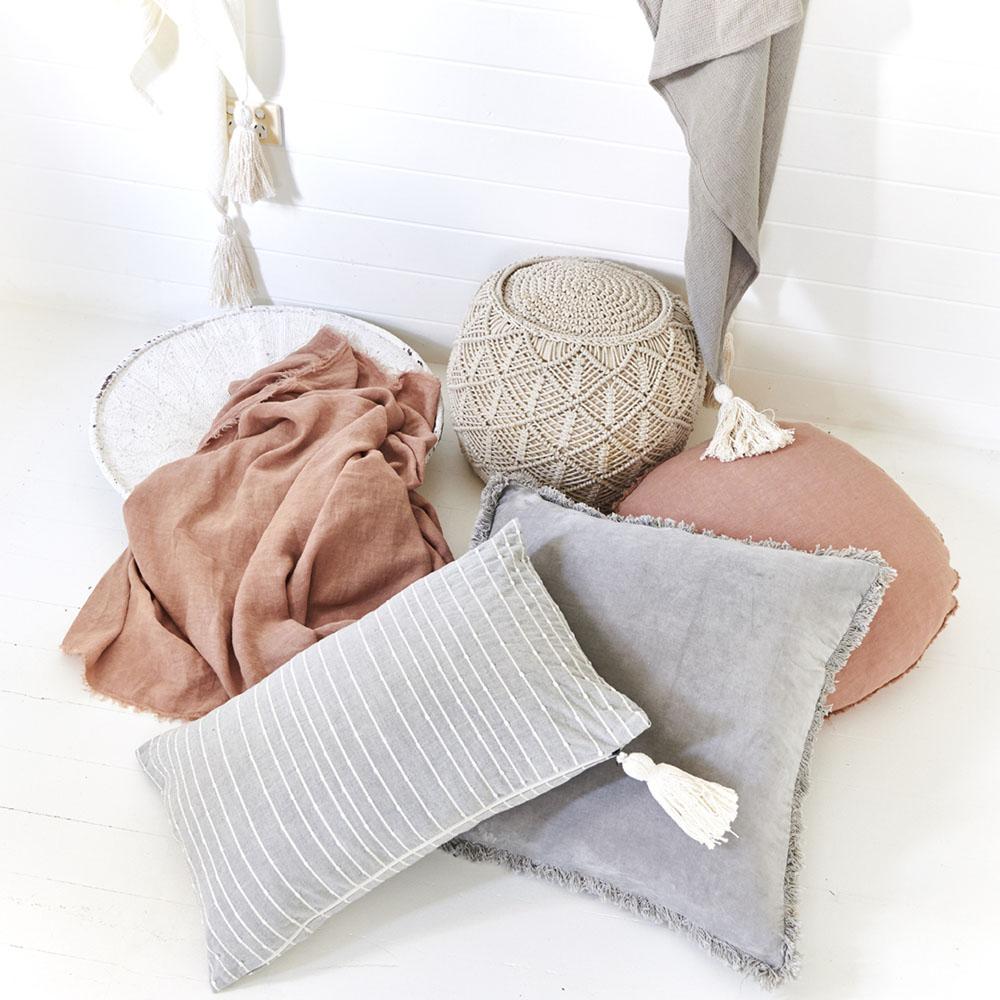 Eadie Lifestyle Lynette Boho Cushion in silver grey and dolce cushion