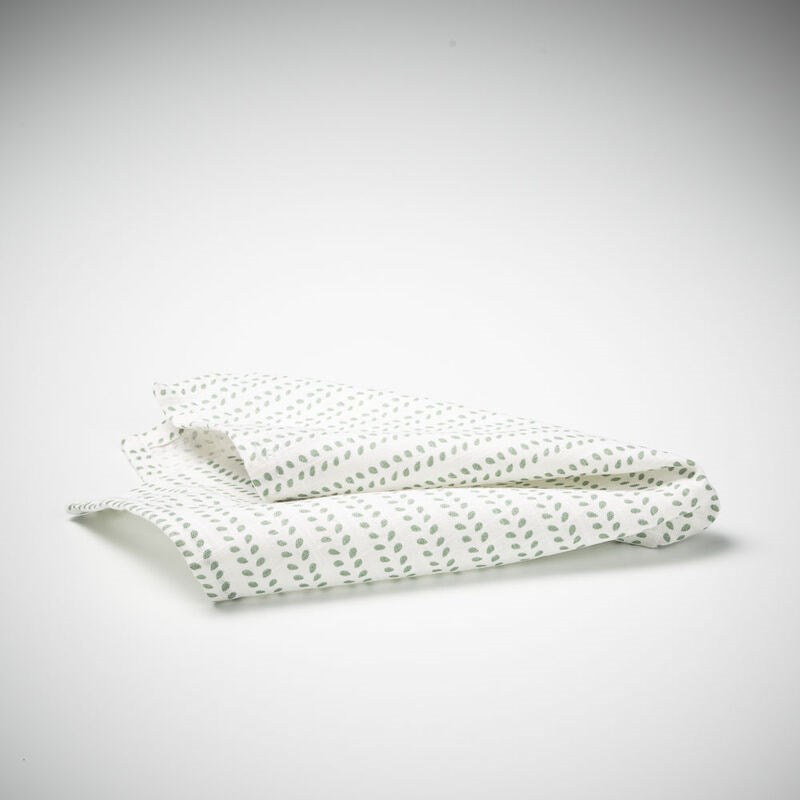 100% linen napkin set of four in white and sea mist pattern