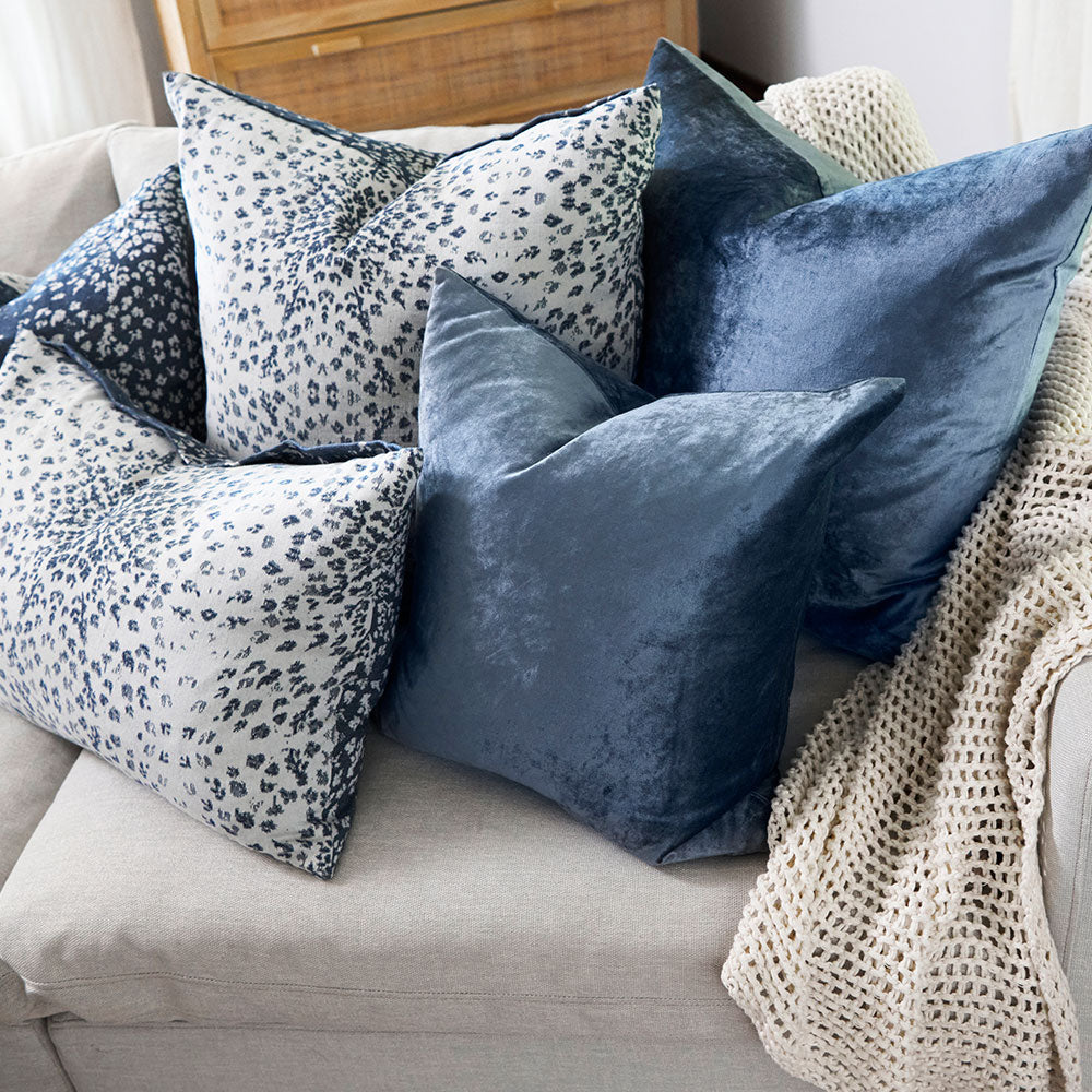 Glacier reversible cushion, navy, cotton/cashmere - 50x50cm