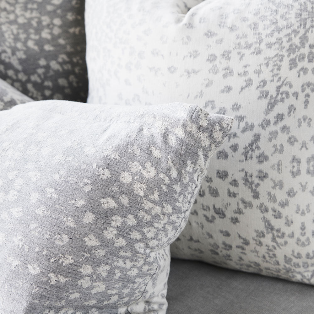 Glacier reversible cushion, silver grey, cotton/cashmere