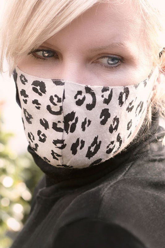 Linen face mask - leopard