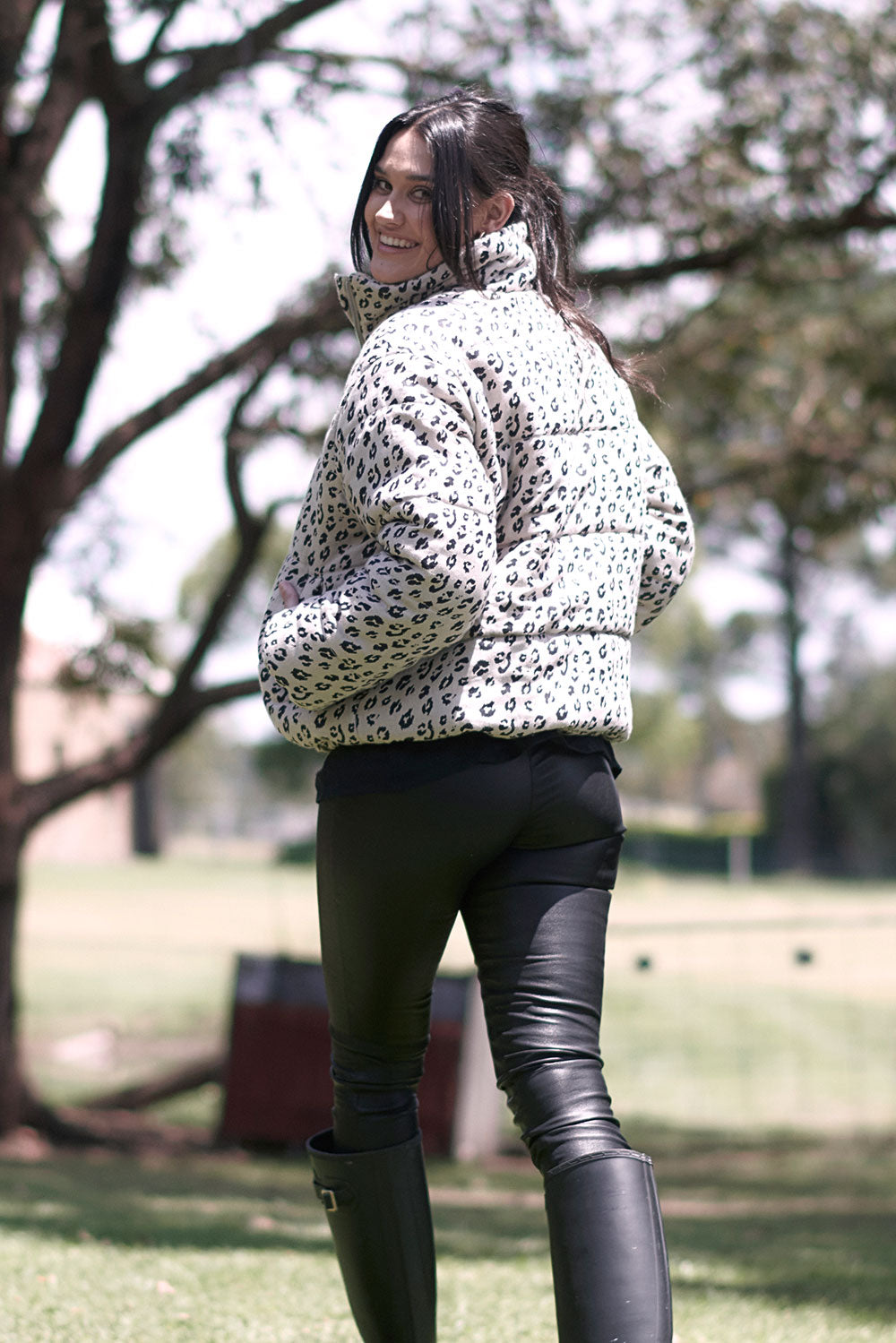 Linen bomber jacket - leopard