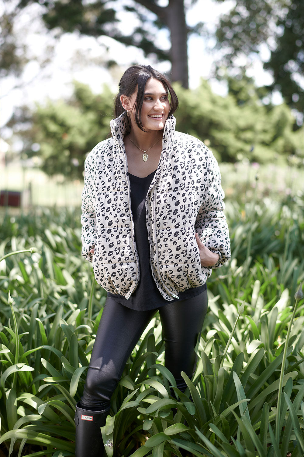 Linen bomber jacket - leopard