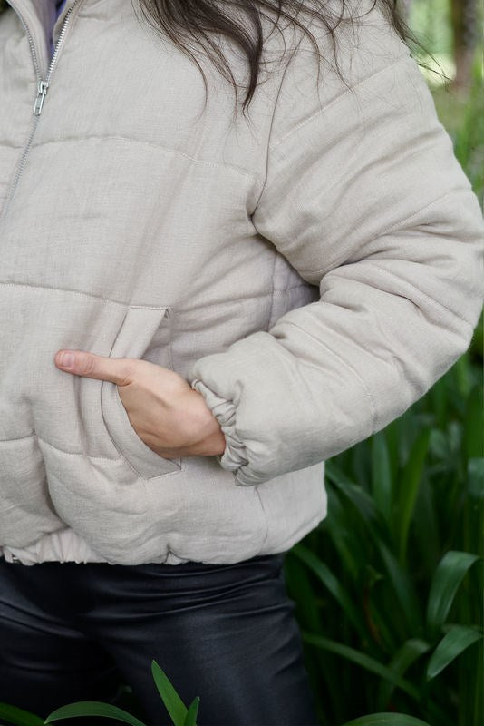 Linen bomber jacket - natural