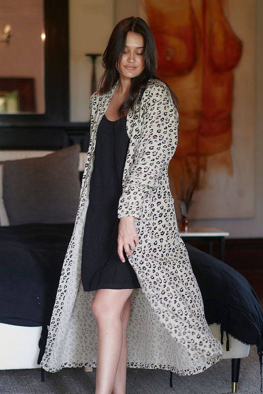 Linen Robe - Leopard