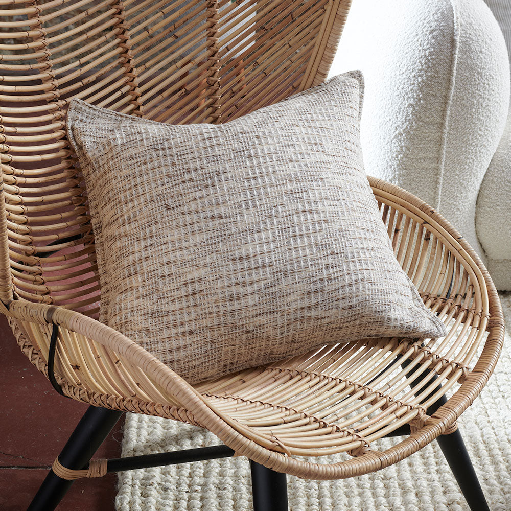 woven textrued cushion in natural