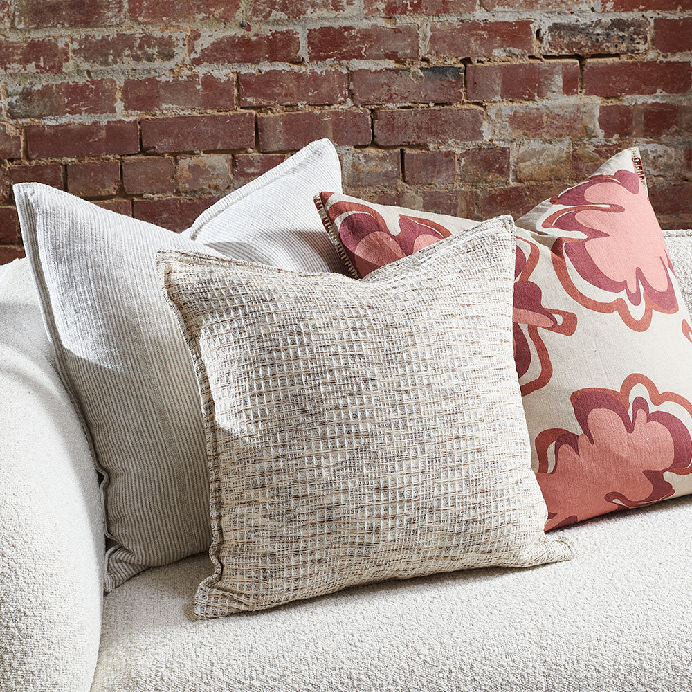 woven textrued cushion in natural
