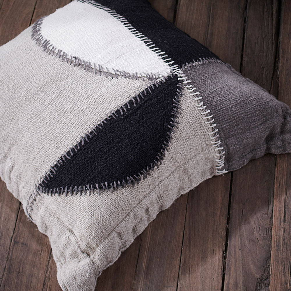 Perfecto Handwoven Linen Floor Cushion with Flange - 80x80cm