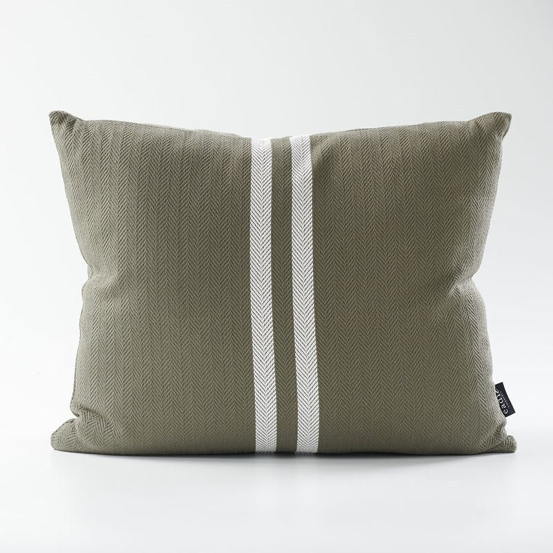 Simpatico cotton cushion in khaki with white stripe