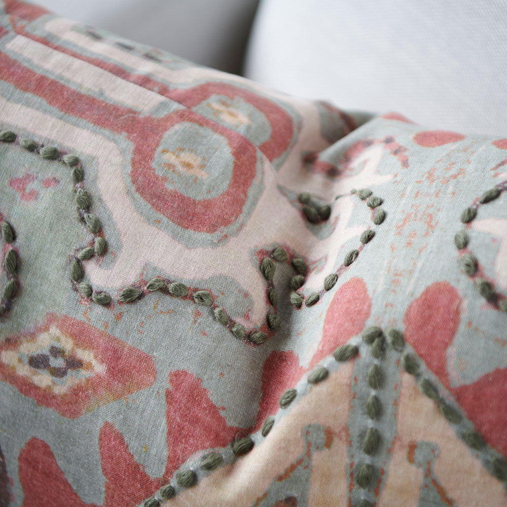 Tribale Linen Cushion with Hand Tacking - Multi Coloured