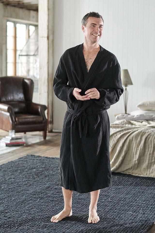 Dim Gray The Linen Robe - Black Black / OSFA