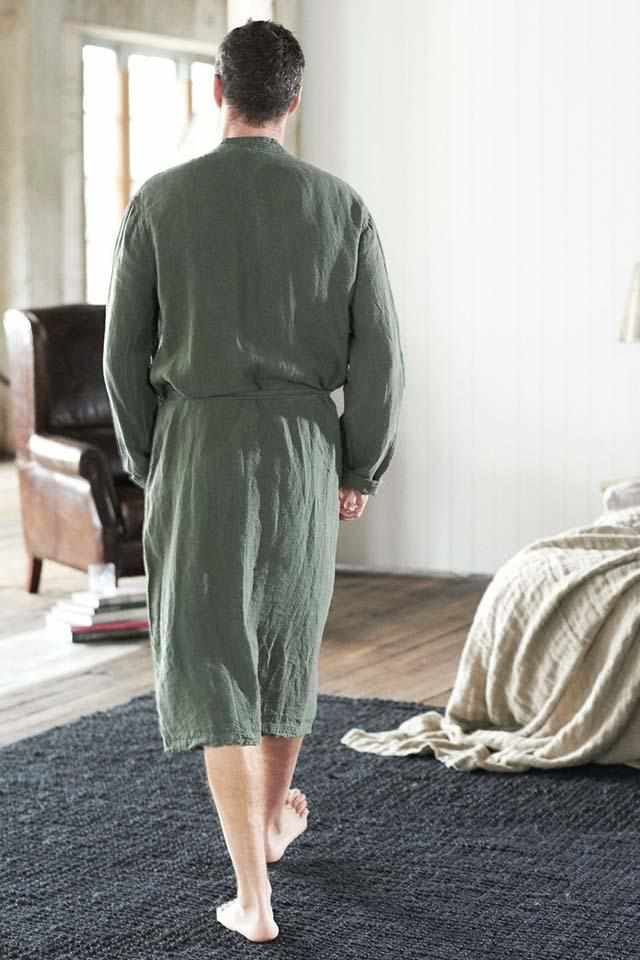 White Smoke The Linen Robe - Khaki Khaki / OSFA