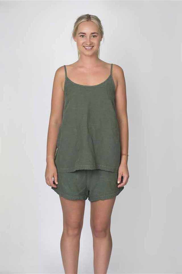 Light Gray The Linen Cami - Khaki Khaki / S/M,Khaki / M/L
