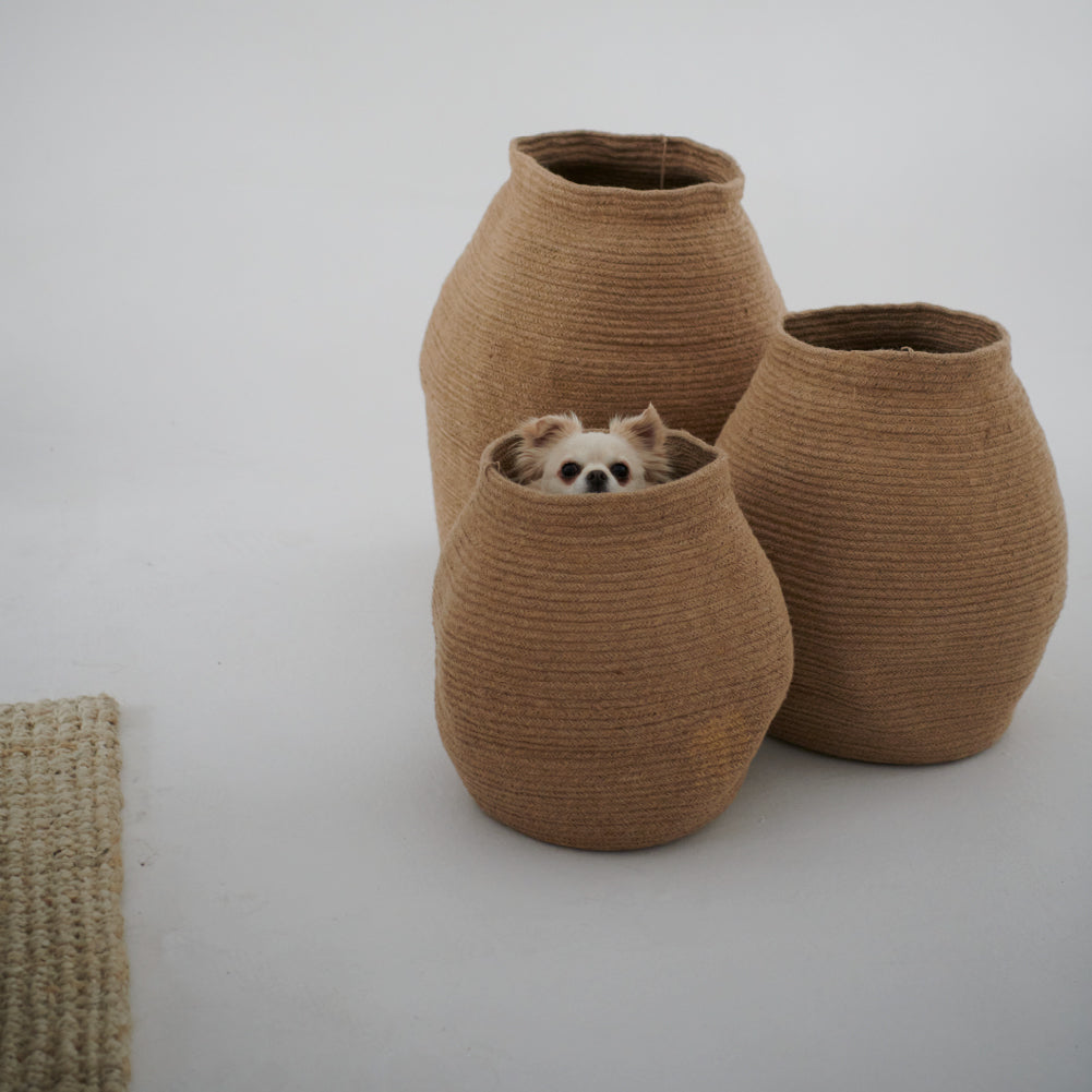 jute vases for plants or decor in a set of three