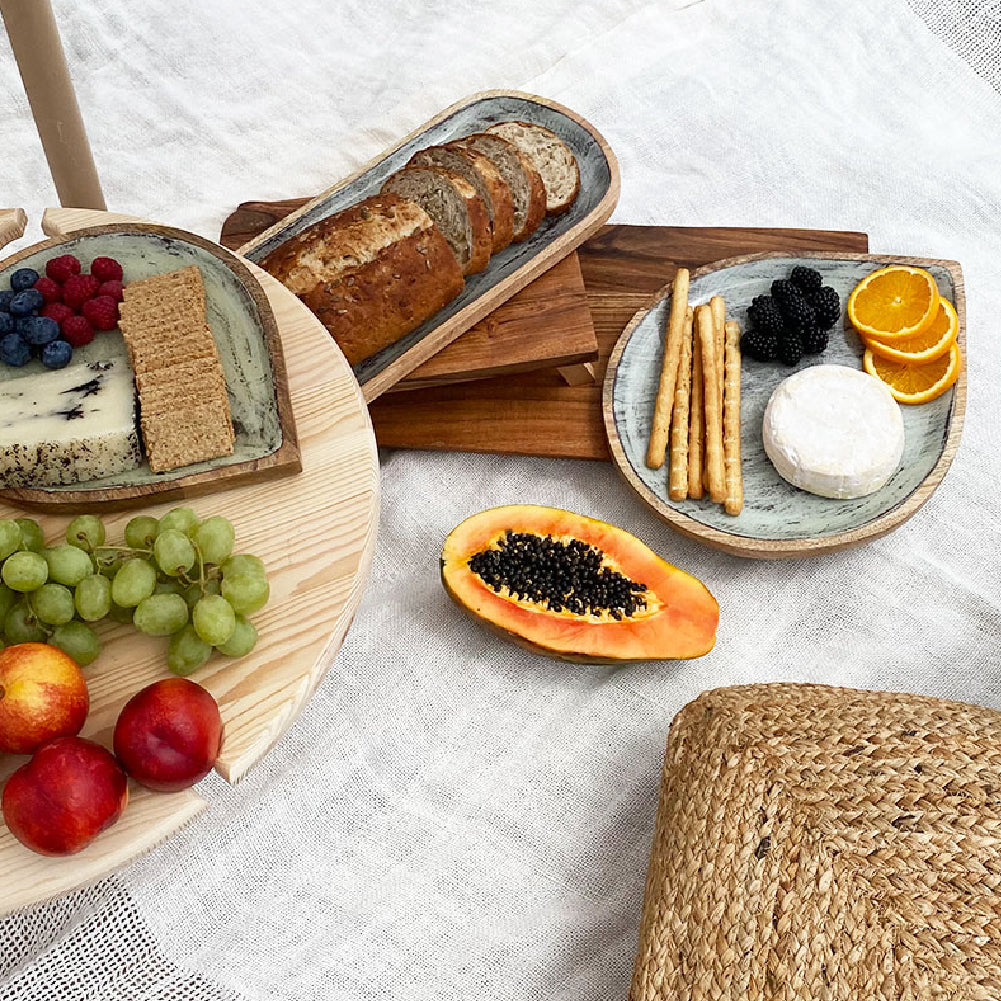 Round Mango Wood Trays - Set of 2